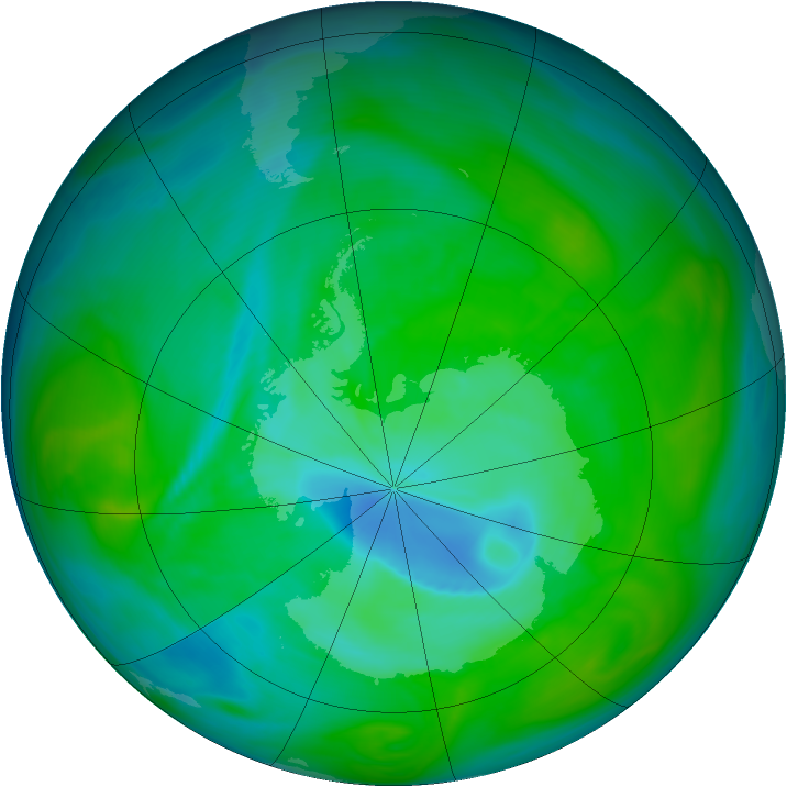 Antarctic ozone map for 16 December 2005